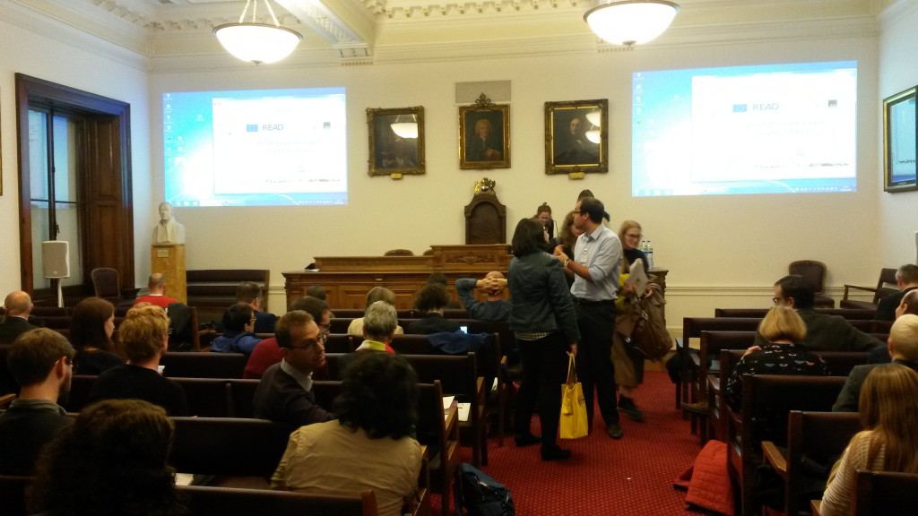 Getting ready for the next presentations in the Linnean Society Meeting Room [Image by Louise Seaward]